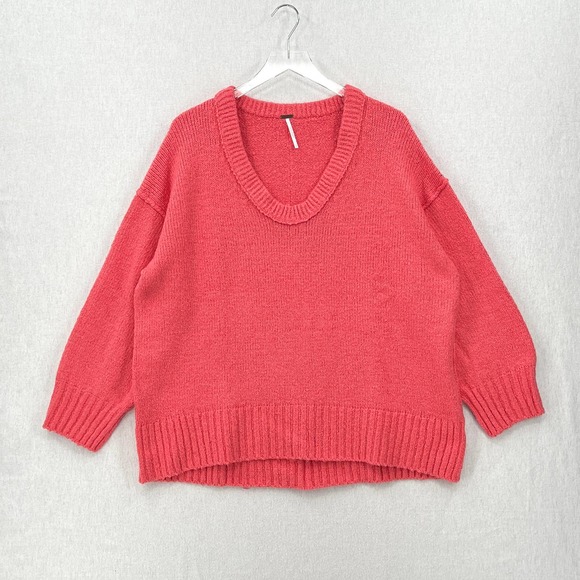 FREE PEOPLE Sweater Womens Small Pink Brookside Tunic Pullover Oversized Slouchy - Picture 3 of 16